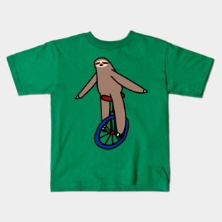 Unicycle Sloth Kids T-Shirt